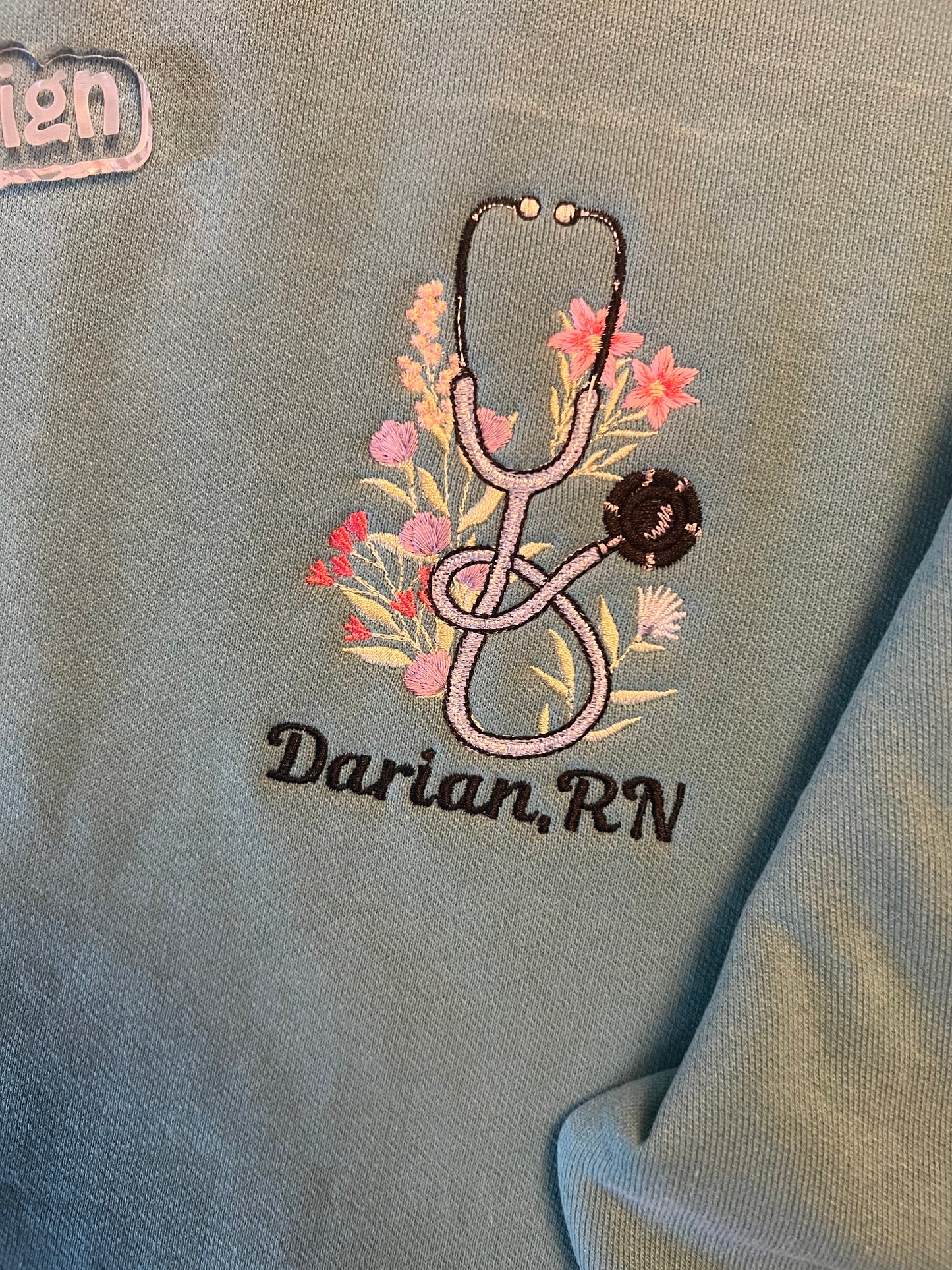 Floral Stethoscope Crewneck w/ name