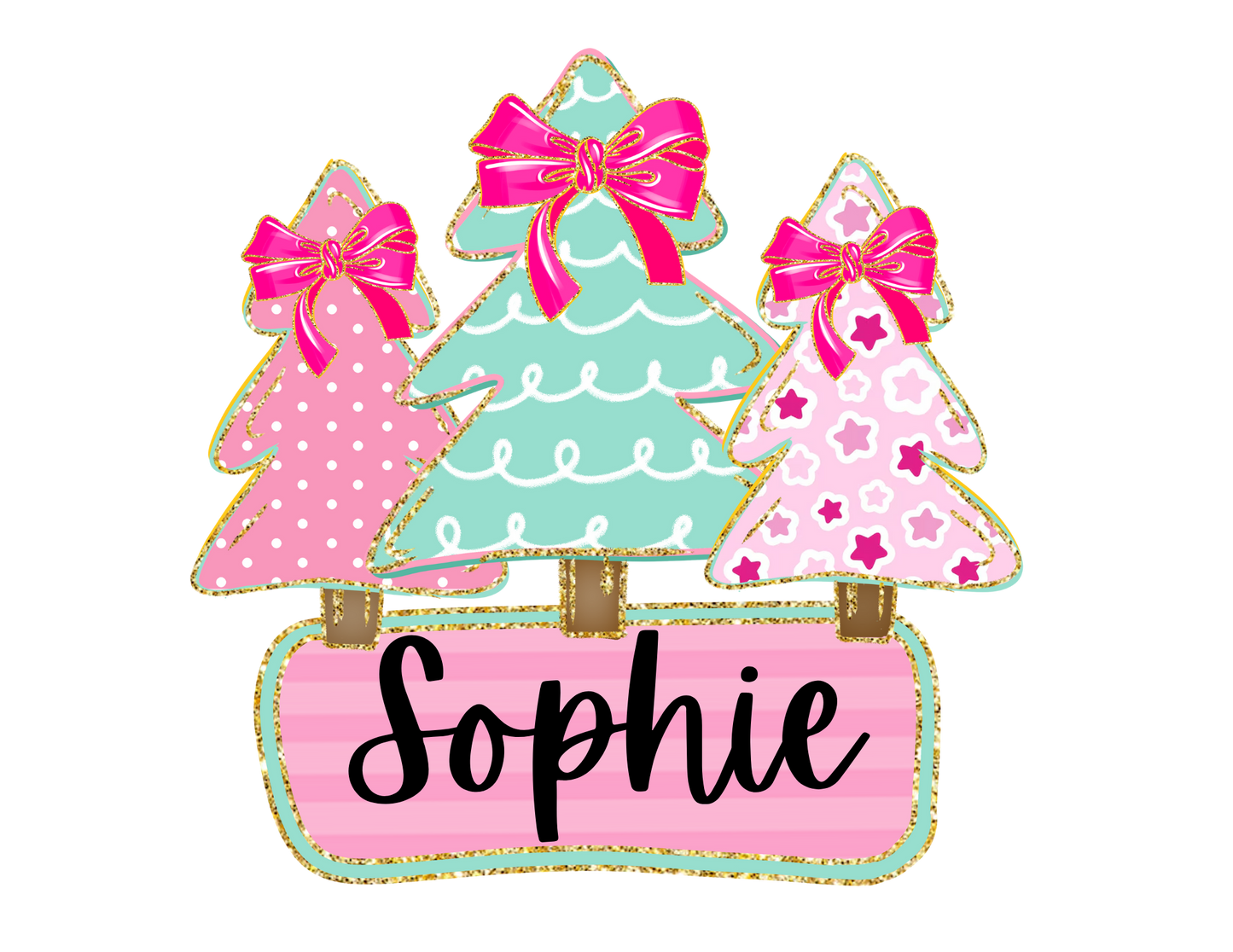 CUSTOM name Glitter Christmas Trees