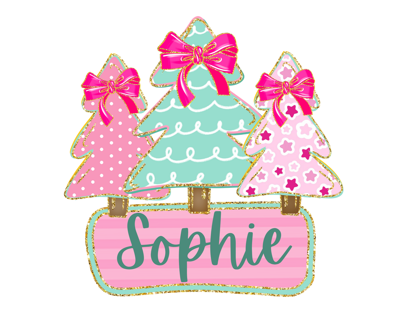 CUSTOM name Glitter Christmas Trees