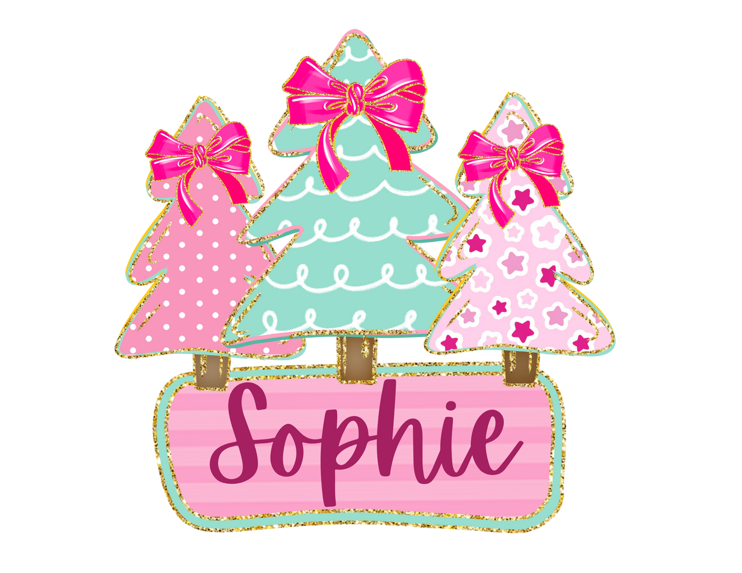 CUSTOM name Glitter Christmas Trees