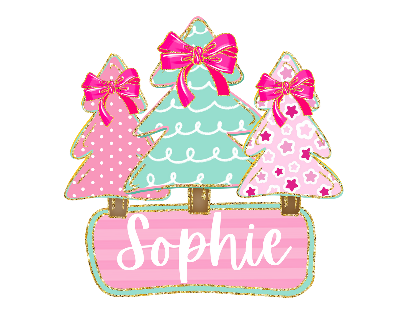 CUSTOM name Glitter Christmas Trees