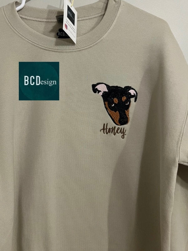 Custom Embroidered Dog Sweatshirt Custom Pet Portrait Gifts For Friend Personalized Embroidery