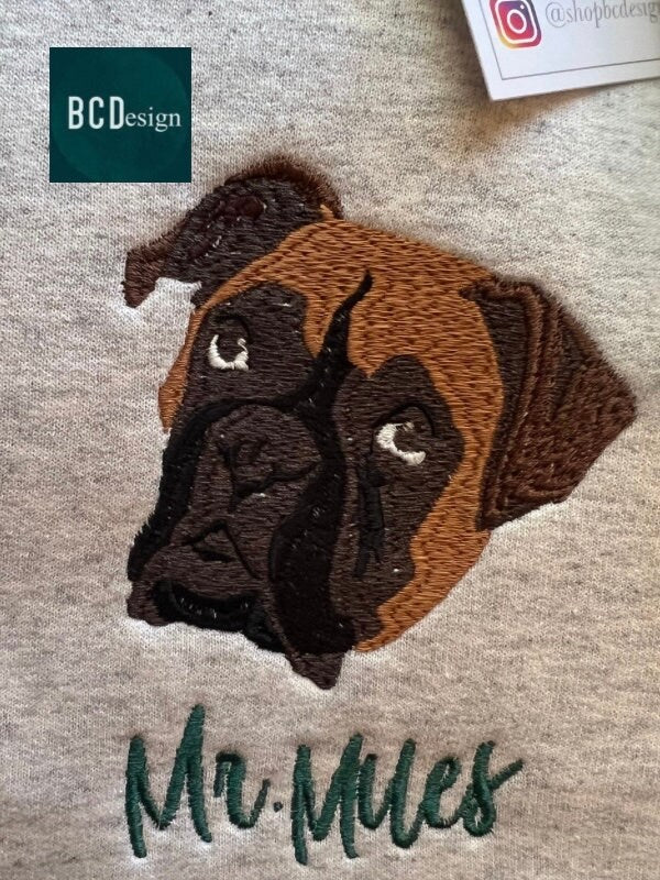 Custom Embroidered Dog Sweatshirt Custom Pet Portrait Gifts For Friend Personalized Embroidery Youth Sizes Kids Sweatshirt