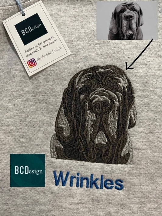 Custom Embroidered Dog Sweatshirt Custom Pet Portrait Gifts For Friend Personalized Embroidery