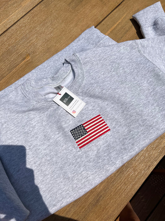 Flag Sweatshirt Gifts For Her Embroidered Shirt Crewneck 4th of July Shirt
